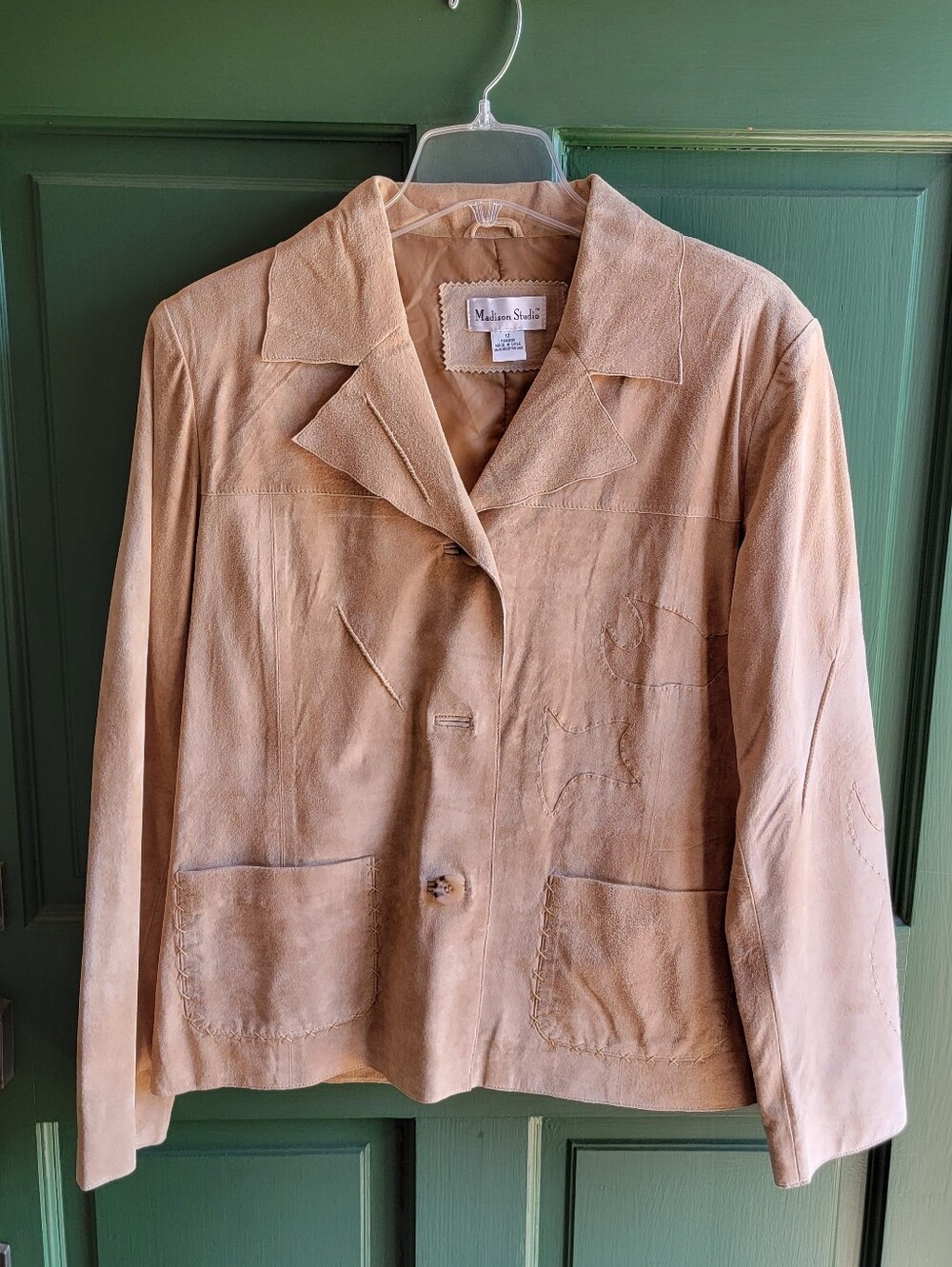 Vintagd Madison Studio Light Tan Suede Single-Button Jacket Sz 12